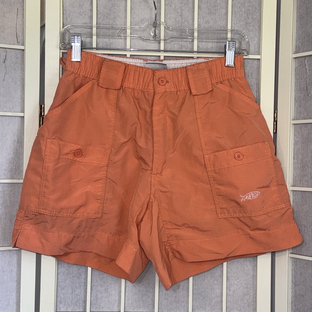AFTCO Orange Active Gorpcore Outdoor Hunting Hiking Cargo Fishing Shorts Size 28